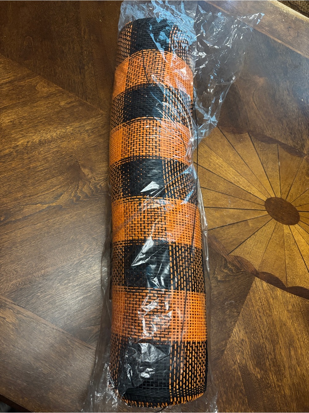 10 yards Halloween Orange and Black Plaid Mesh